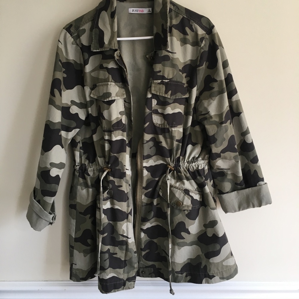 JustFab Camo Print Cargo Jacket